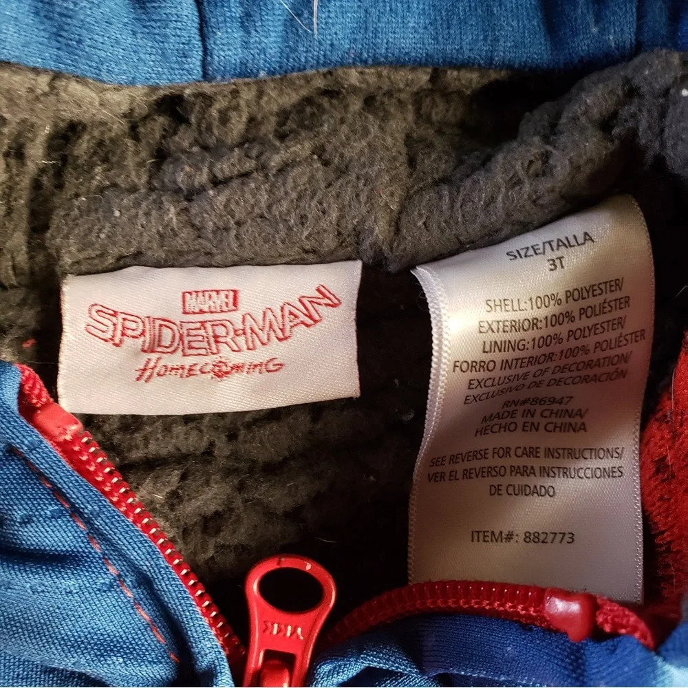 Marvel Spiderman Sherpa Lined Full Zip Hoodie Boy’s 3T - Picture 4 of 4